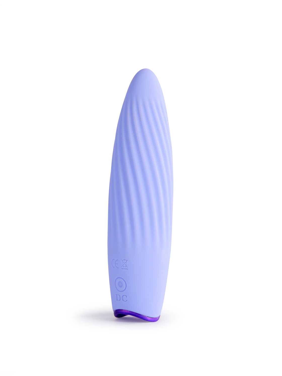 Side view of the Blisshh Stunner wellness device in lavender with a modern ripple design.